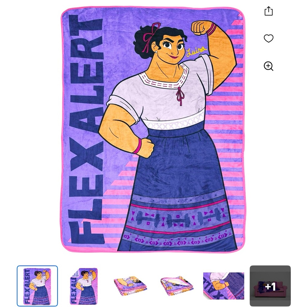 NWT Disney Encanto Blanket with Purple and Pink Design featuring Luisa